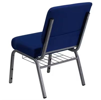 comprar Navy Blue sillas de iglesia de tela de apilamiento sillas de iglesia de diseño moderno Fabricación en línea