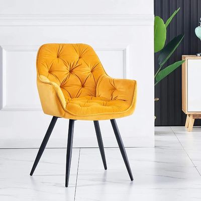 comprar Silla de comedor tapizada de terciopelo amarillo dormitorio silla de comedor tapizada de terciopelo Fabricación en línea
