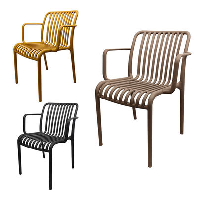 comprar Sillones de comedor de patio de plástico retro Sillón de restaurante apilable espalda alta Fabricación en línea