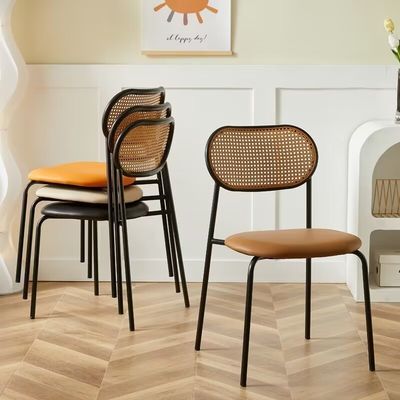 comprar OEM ODM Silla de comedor de caña nórdica Silla de comedor de rotín negro Fabricación en línea