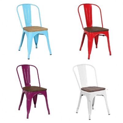 comprar Rojo Azul Acoplables de metal sillas de comedor al aire libre hierro antiguo Fabricación en línea