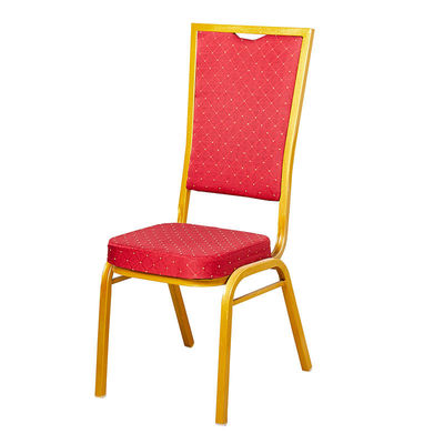 comprar espesor del tubo 0,8-1,2 mm espalda alta tela de acero metal tapizado banquete sillas de hotel apilables sillas de fiesta dorada evento Fabricación en línea