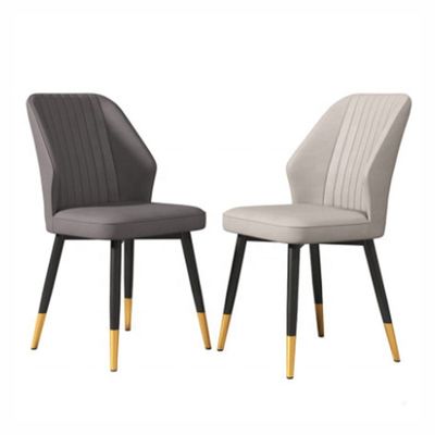 Silla de comedor tapizada de cuero sintético gris para café francés