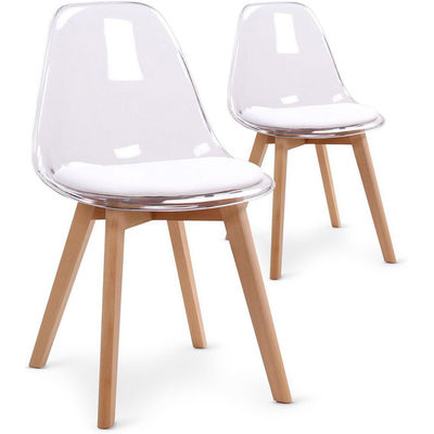 Sillones de cocina de plástico blanco acrílico transparente para cafetería