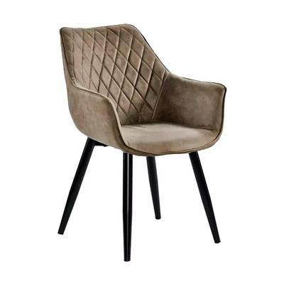 Sillones de comedor tapizados marrones de terciopelo OEM sillas de comedor de terciopelo con tufos