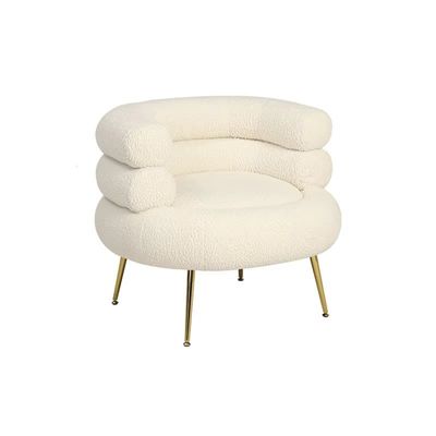 Simples silla de sofá de cabello de cordero con piernas de acero inoxidable perfecta adición a los muebles de la sala de estar de lujo y luz moderna
