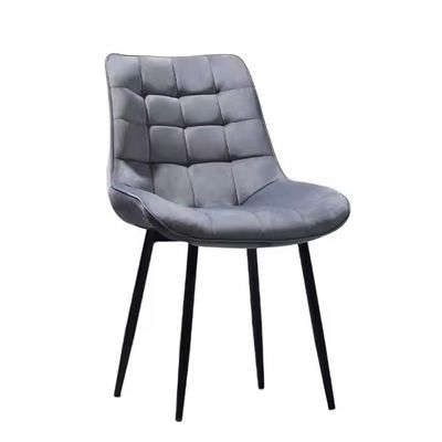 Sillones de comedor tapizados gris azul rosa Piernas metálicas para restaurante