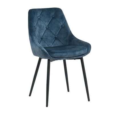 Sillas de comedor de terciopelo con almohadilla azul Dormitorio sillas de comedor tapizadas de terciopelo