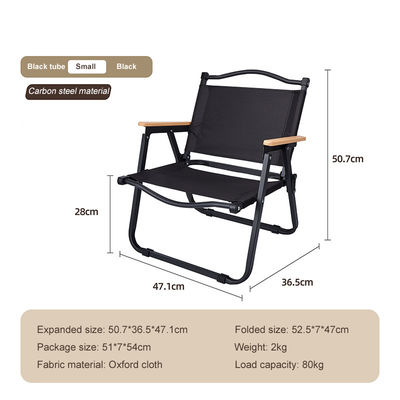 Silla plegable de metal para acampada y pesca con reposabrazos de haya ligero de primera calidad
