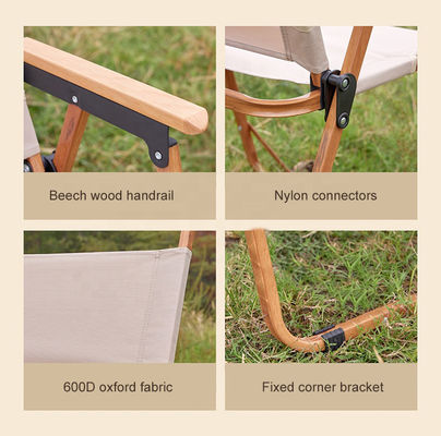 Asiento de ocio engrosado silla Kermit silla plegable al aire libre silla para acampar estilo de diseño de marco de madera